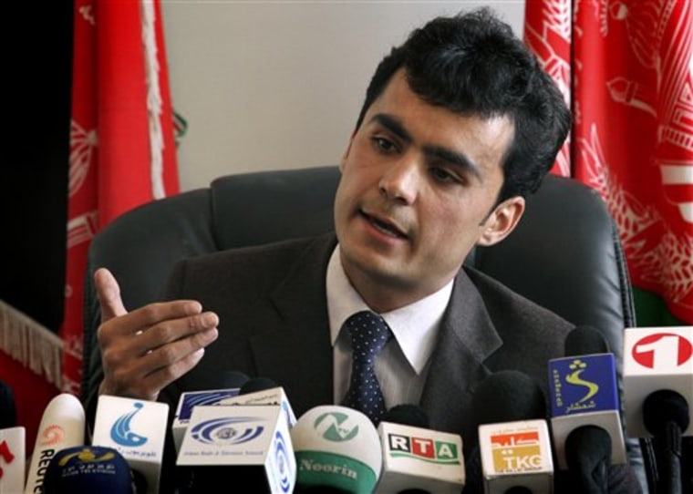 Amanullah Iman, the spokesman for the Afghan Attorney General's Office speaks during a press conference in Kabul, Afghanistan on Tuesday, March 29. An adviser to Afghan President Hamid Karzai is being questioned in a corruption case, the latest amid ongoing investigations of current and former officials. 